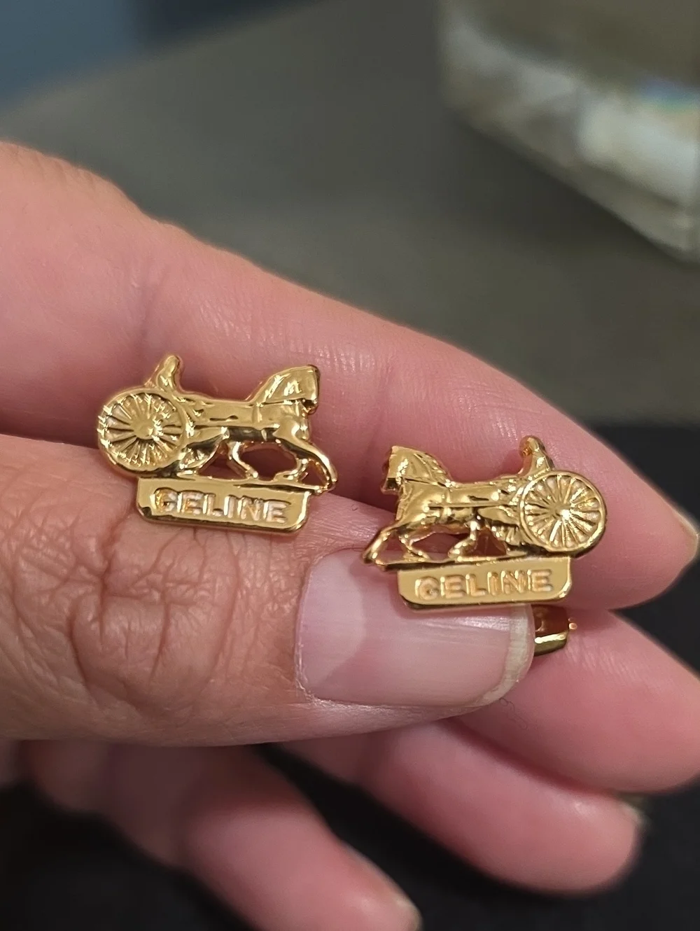Authentic Vintage Celine Cufflinks And Tie Clip